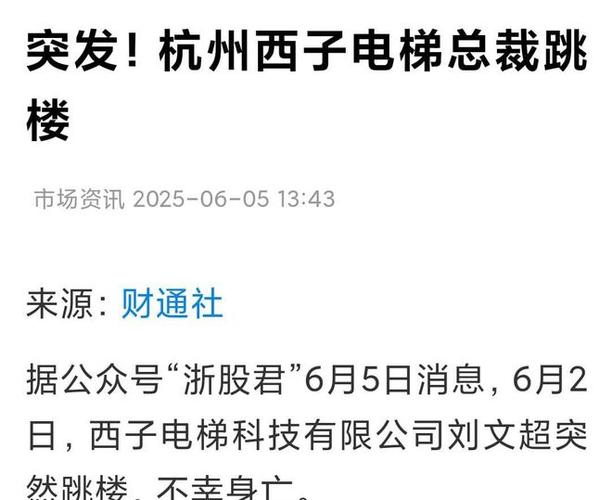 西子电梯总裁坠亡,西子电梯总裁坠亡事件